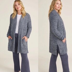 NWOT Barefoot Dreams CozyChic Lite Montecito Cardi Heathered Gray Sz 1X